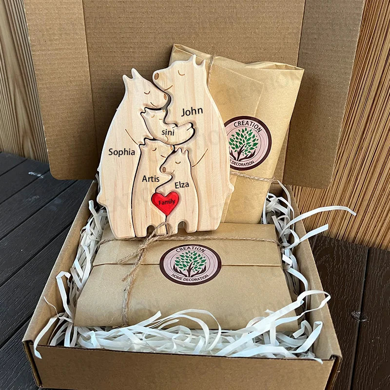 Art Puzzles Free Custom Wooden Bear Home Puzzles Custom Name Warm Gifts Anniversary Birthday Gifts Christmas Home Decor Ornament