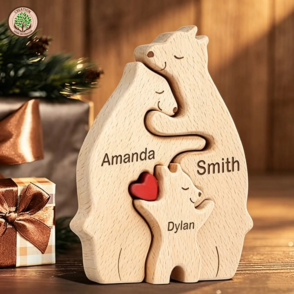 Art Puzzles Free Custom Wooden Bear Home Puzzles Custom Name Warm Gifts Anniversary Birthday Gifts Christmas Home Decor Ornament